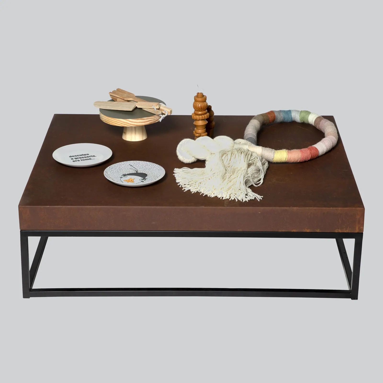 Mesa de Centro de Aço Corten Rustic Vintage