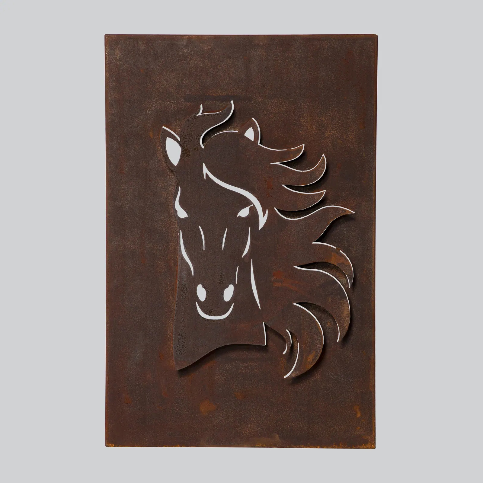 Quadro Decorativo de Aço Corten 3D Horse