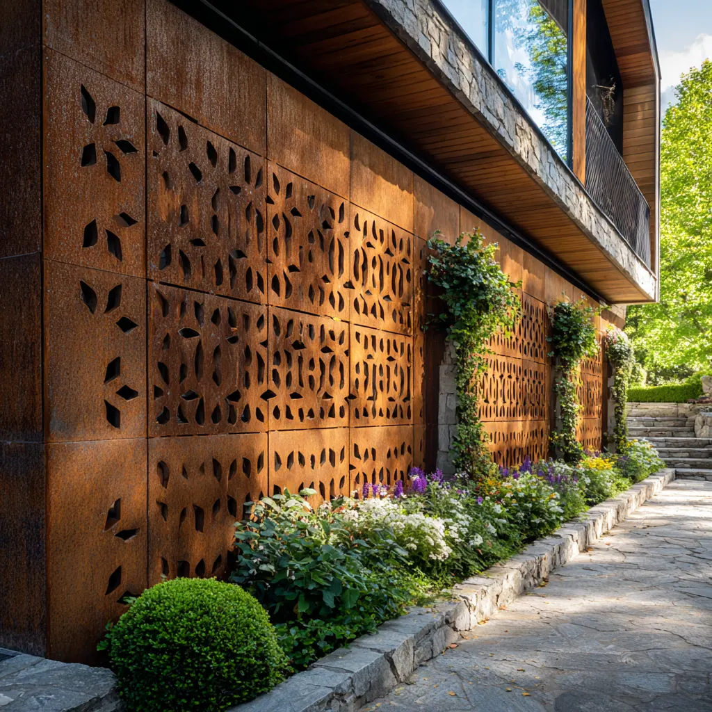 muro em aço corten