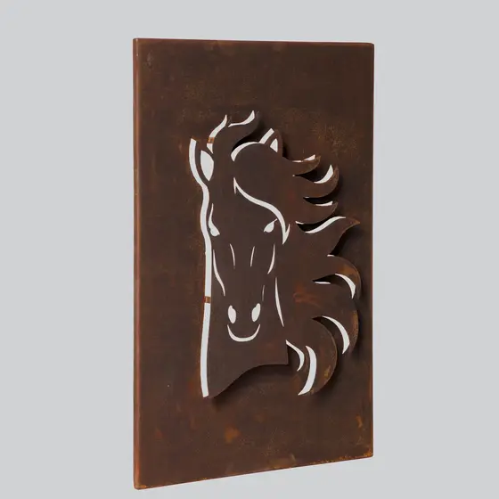 Quadro Decorativo de Aço Corten 3D Horse