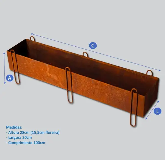 Cachepot Floreira Aço Corten