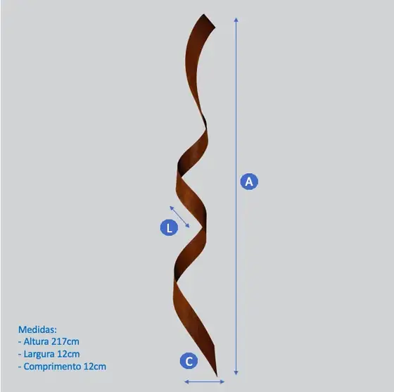 Escultura de Parede em Aço Corten em Curva Curls