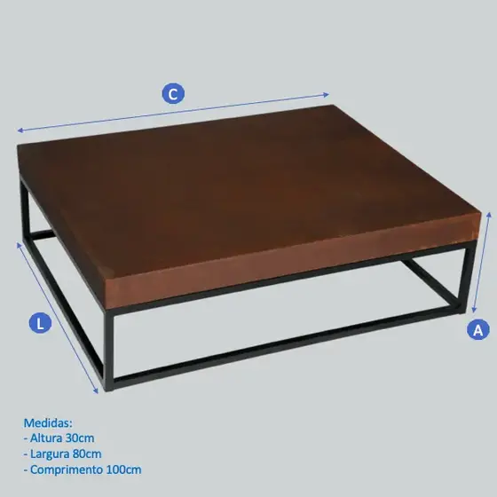 Mesa de Centro de Aço Corten Rustic Vintage