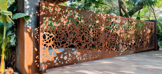 Portão de aço corten para fachada comercial