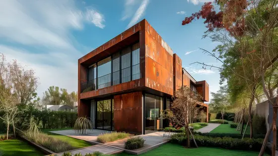 Fachada de aço corten para decoração rústica